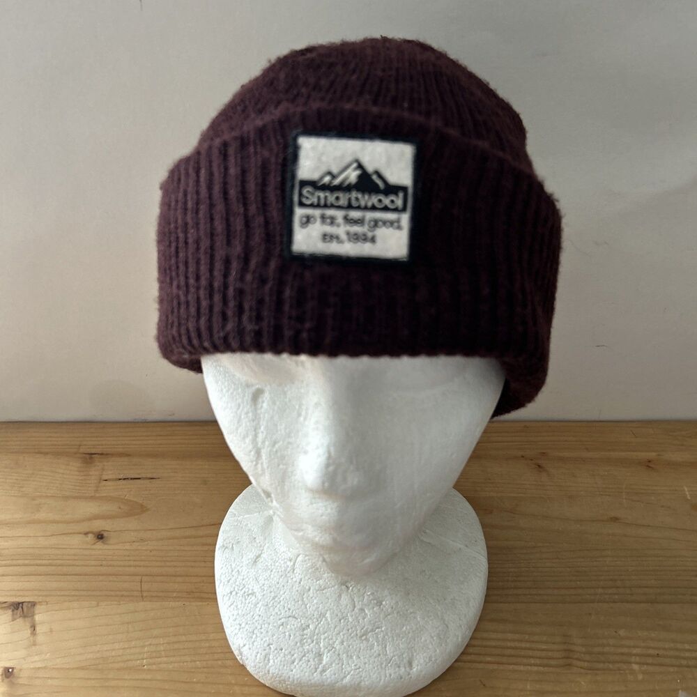 Smartwool Knit Hat Maroon Merino Wool Blend Beanie Retro Label Gorpcore OS